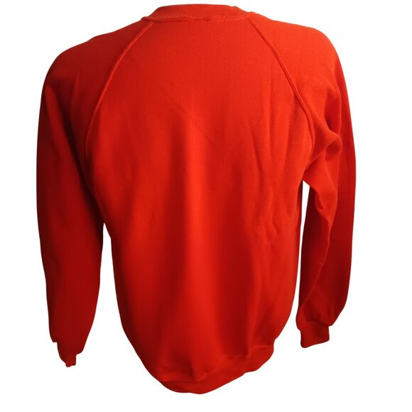 Vtg Crewneck Sweatshirt Large 1OF1 SUN FADE 80's Jerzees Orange Raglan Sleeves - Picture 4 of 5